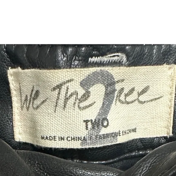 We The Free Free People Black Vegan Leather Contrast Stitch Pants High Rise 2 - Picture 3 of 5